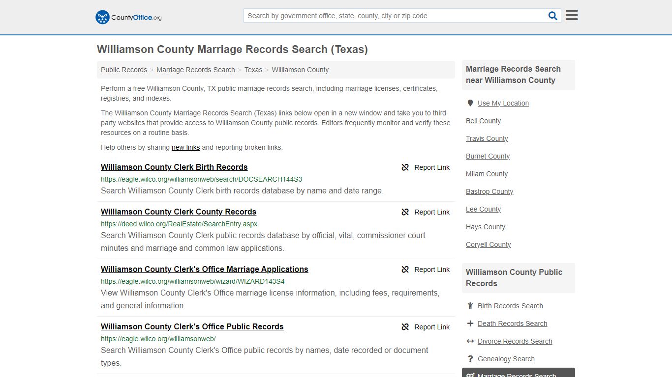 Williamson County Marriage Records Search (Texas) - County Office